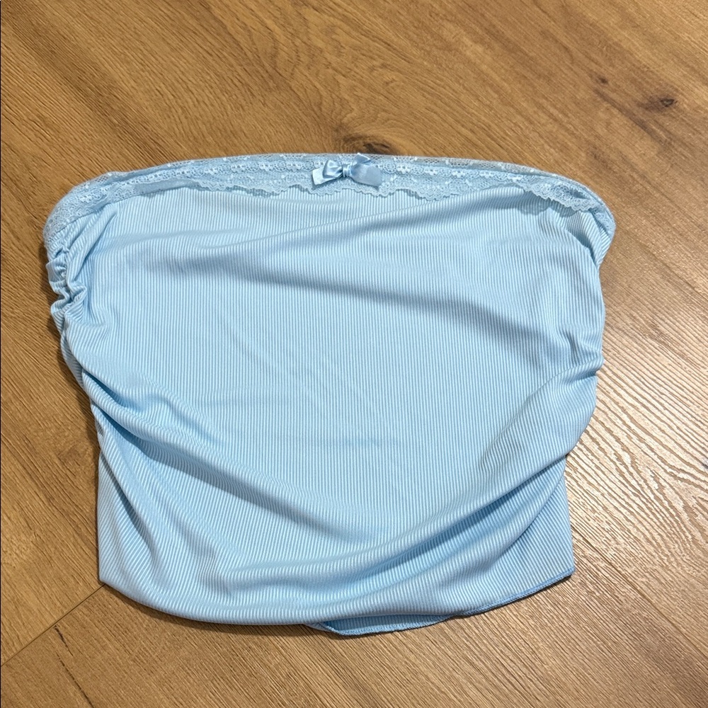SHEIN Light Blue Lace Trim Bandeau